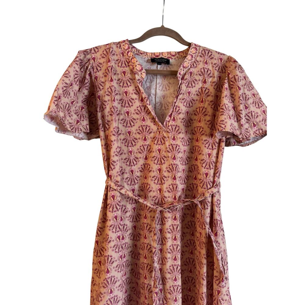 Magari Made In Italy 100% Cotton Maxi Dress Floral Print A Line Short Sleeve XL - Picture 3 of 6